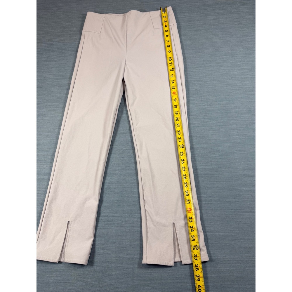 Athleta Delancey Skyline Straight Leg Pants Beige High‎ Rise Hem Slit Womens 8 - Picture 3 of 10